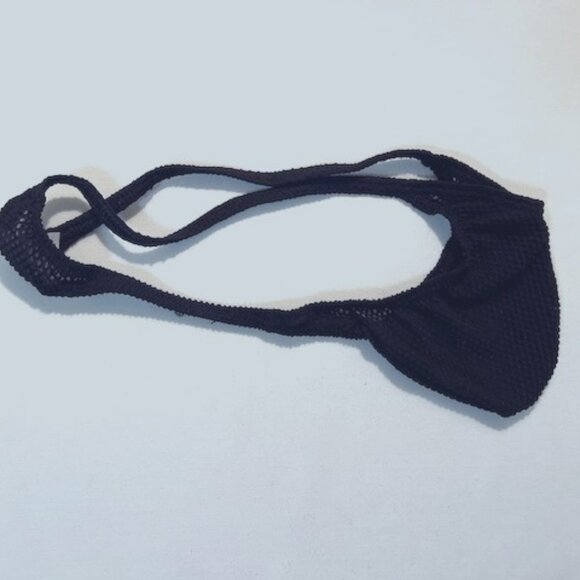 Men's Waffled See-Through "T-Back" Thong - Black - Pouch - Picture 6 of 9
